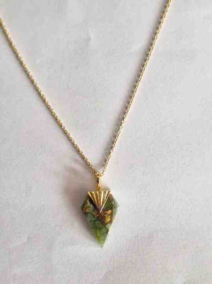 Best Selling 16x22mm Mohave Peridot Copper Gemstone 925 Silver Gold Vermeil Dainty Chain Pendant Necklace for Women Fine Jewelry