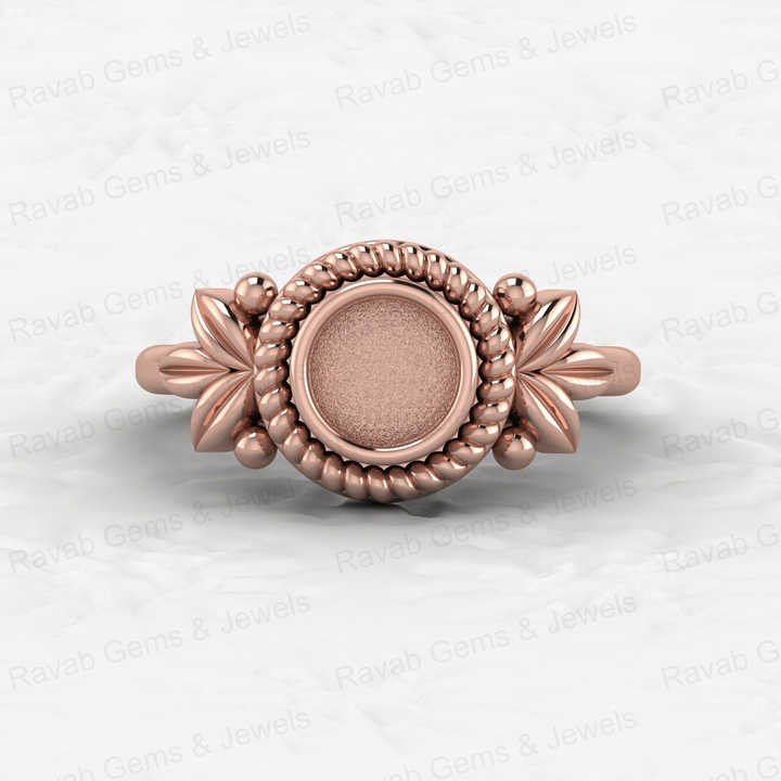 Best Quality 925 Silver 6mm Blank Cabochon Bezel Cup Braided Leaf Ring Setting DIY Breast Milk Keepsake Jewelry Making Findings