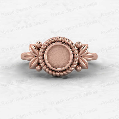 Best Quality 925 Silver 6mm Blank Cabochon Bezel Cup Braided Leaf Ring Setting DIY Breast Milk Keepsake Jewelry Making Findings