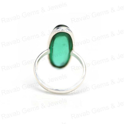 Best Selling Solid 925 Sterling Silver Green Fluorite Hydro 10x30mm Long Oval Bezel Setting Ring for Women Fine Handmade Jewelry