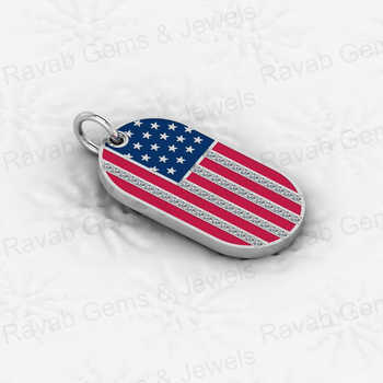 Top Trending 925 Sterling Silver USA American Flag Pendant Necklace Customized Genuine CZ Diamond Enamel Fine Pendants Charms