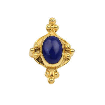 Best Selling 10x14mm Lapis Lazuli 18k Shiny Gold Plated Genuine 925 Sterling Silver Oval Vintage Designer Dainty Wedding Party
