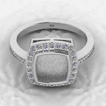 High Quality 925 Sterling Silver Cushion 8x8mm Semi Mount Band Ring Good Resin Ashes Work Jewelry Jewelry Findings Components