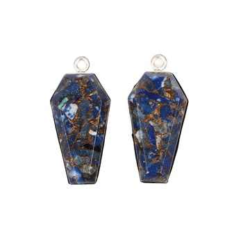 Wholesale 925 Sterling Silver Premium Jewelry Natural Lapis Lazuli Copper Bezel Coffin Pendant Charm Fine Pendants & Charms