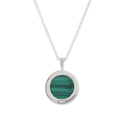 Top Selling 14mm Natural Malachite Gemstone Round Circle Handmade 925 Silver Boho Women Pendant Necklace Navajo Fine Jewelry