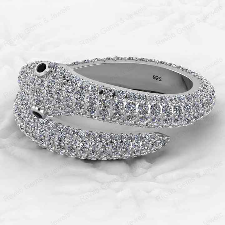 Best Selling 925 Sterling Silver Gold Vermeil CZ Eternity Band Adjustable Animal Gothic Snake Women Ring Hip Hop Fine Jewelry