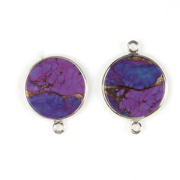 12mm Natural Mohave Purple Copper Turquoise Silver Charms Pendant DIY Connectors Earring Bracelet Jewelry Fine Pendants Charms