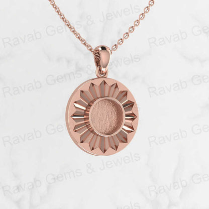 High Quality 925 Sterling Silver Sunburst Semi Mount Blank Pendant 26x18mm Sunbeam Design for Resin &amp; Ashes Work Necklace