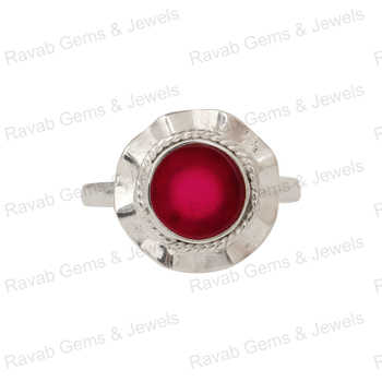 Superb Quality Handmade 10mm Ruby Quartz Ring Solid 925 Sterling Silver Twisted Bezel Setting Hammered Finish Unisex Parties