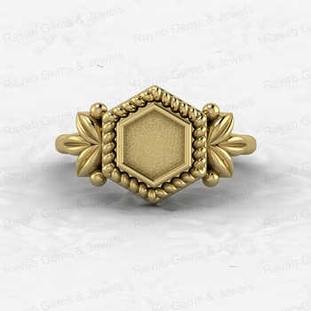 Solid 925 Silver 6mm Hexagon Bezel Cup Setting Leaf Braided Design Resin Ashes Work Jewelry Findings Component for Jewelry