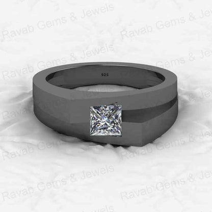 Superb Quality Solid 925 Sterling Silver 5mm CZ Brilliant Square Cut Ultimate Designer Ring for Men's Fine Handmade Jewelry