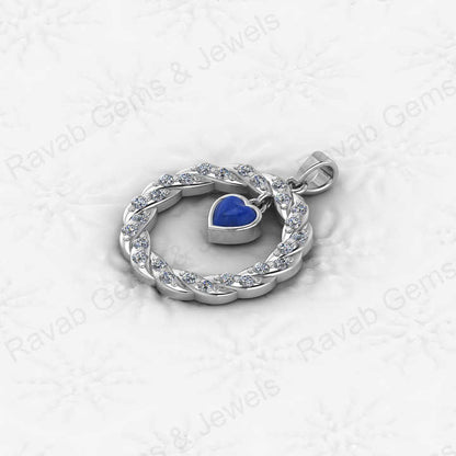 Best Selling 925 Silver Fine Jewelry Lapis Lazuli CZ Twisted Circle Rope Dainty Pendant Necklace Valentine's Day Gift for Women