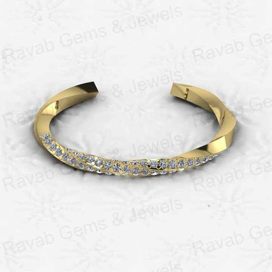 Top Selling Solid 925 Sterling Silver 18k Gold Plated Trending Twisted Band Concave Rhombus CZ Bracelet for Women Jewelry