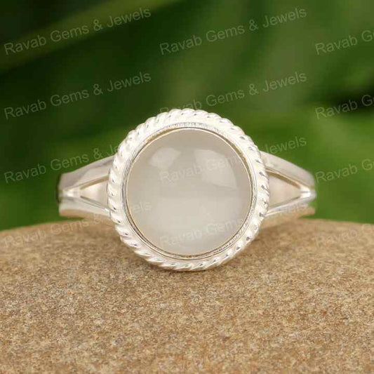 Best Selling Genuine Milky Moonstone 12mm Solid 925 Sterling Silver Gorgeous Gemstone Handmade for Women Fine Jewelry Suppliers