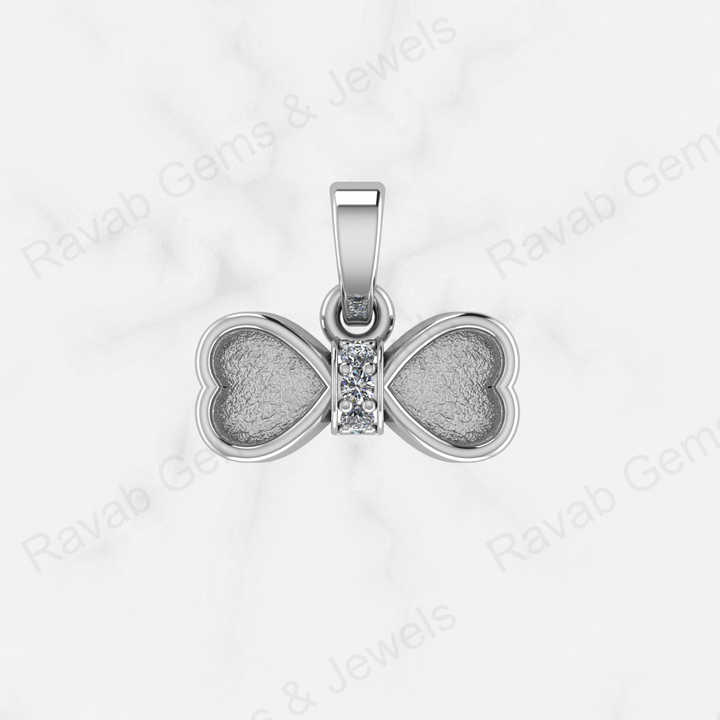 Top Quality Genuine 925 Silver Heart Bow With Zircon Semi Mount Blank Setting Charm Pendant for Ashes & Resin Keepsake Jewelry
