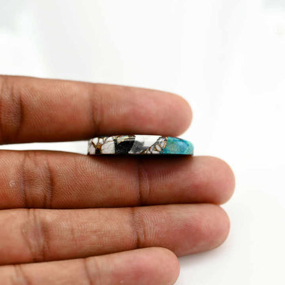 White Buffalo Kingman Turquoise 20x30mm Oval Shape Flat Back Calibrated Loose Gemstone Cabochon for Making 18k Gold Jewelry