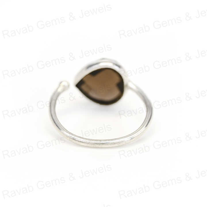 Best Selling Solid 925 Sterling Silver Smoky Quartz 10x10mm Checker Cut Bezel Setting Ring for Women Fine Handmade Jewelry