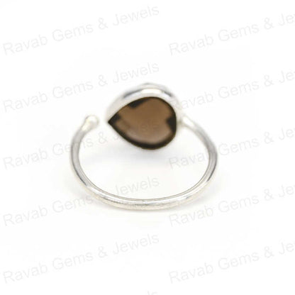Best Selling Solid 925 Sterling Silver Smoky Quartz 10x10mm Checker Cut Bezel Setting Ring for Women Fine Handmade Jewelry