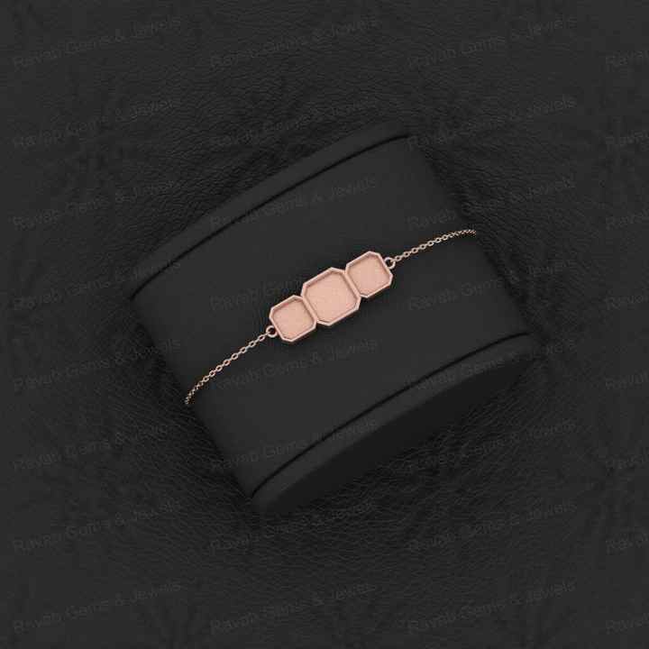 Superb Quality 925 Solid Silver Semi Mount Chain Bracelet Hexogen Clover Resin Gemstone 18K Gold Plated Ashes Setting Jewelry (Copy)