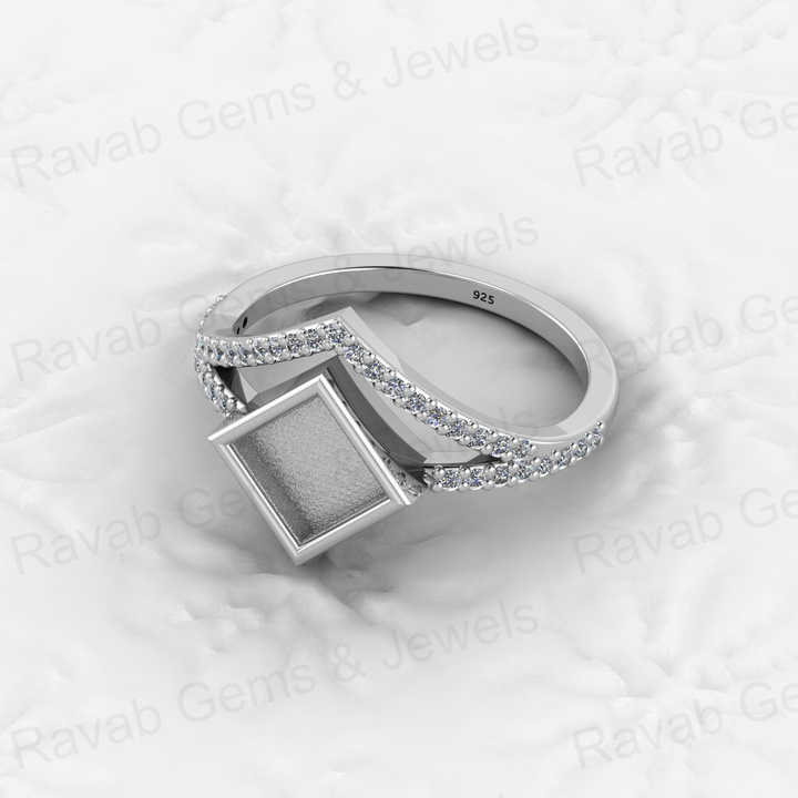 High Quality 925 Solid Silver 6mm Square Shape Close Back Bezel Ring CZ Setting with Breastmilk DIY Jewelry Findings Components