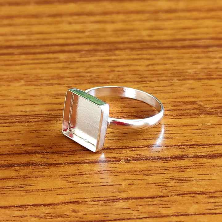 Superb 925 Sterling Silver 10mm Square Shape Semi-Mount Blank Setting Ring Good For Ashes & Resin Fill Keepsake DIY Fine Jewelry