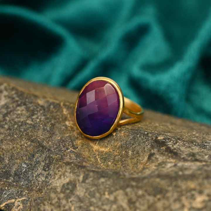 Women's Fine Jewelry Best Quality Solid 925 Sterling Silver Bio Purple Tourmaline Ring Oval Checker Cut Bezel Setting Ring
