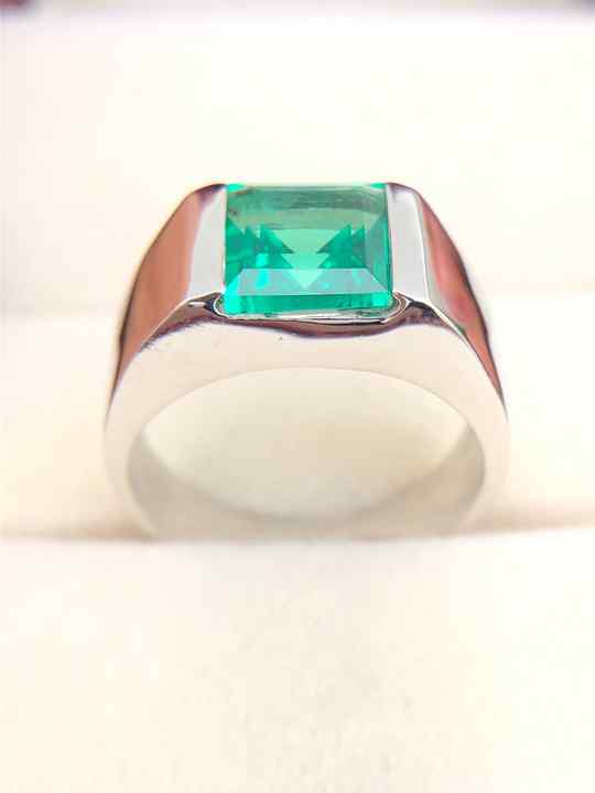 Sparkling Emerald Quartz 10mm Square Step Cut Gemstone Solid 925 Sterling Silver Ring For Mens Fine Handmade Jewelry Suppliers