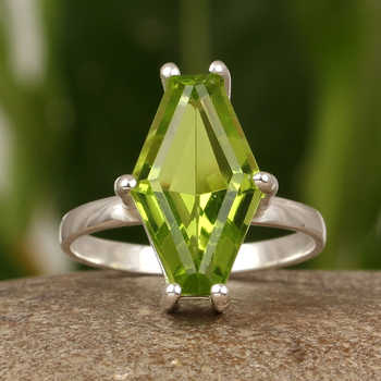 Biggest Summer Sale Peridot Quartz Fancy Cut 10x20mm Solid 925 Sterling Silver Prong Setting Women Party Wear Handmade Ring