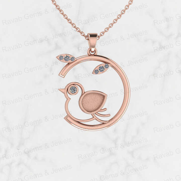 Solid 925 Silver 8x6mm Pear Sparrow Bird Semi Mount Blank CZ Charm Pendant Setting for Ashes & Resin Stone Work Keepsake Jewelry