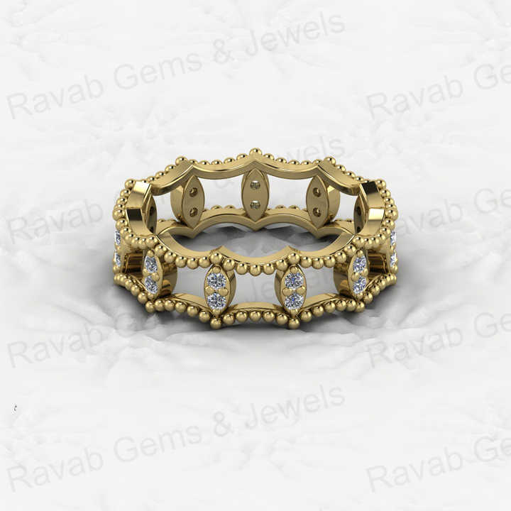 Hot Selling Genuine 925 Sterling Silver Gold Vermeil Twisted Circle Beaded Infinity Eternity Band CZ Women Ring for Fine Jewelry