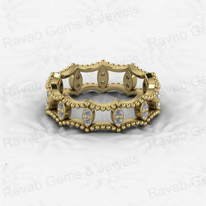 Hot Selling Genuine 925 Sterling Silver Gold Vermeil Twisted Circle Beaded Infinity Eternity Band CZ Women Ring for Fine Jewelry