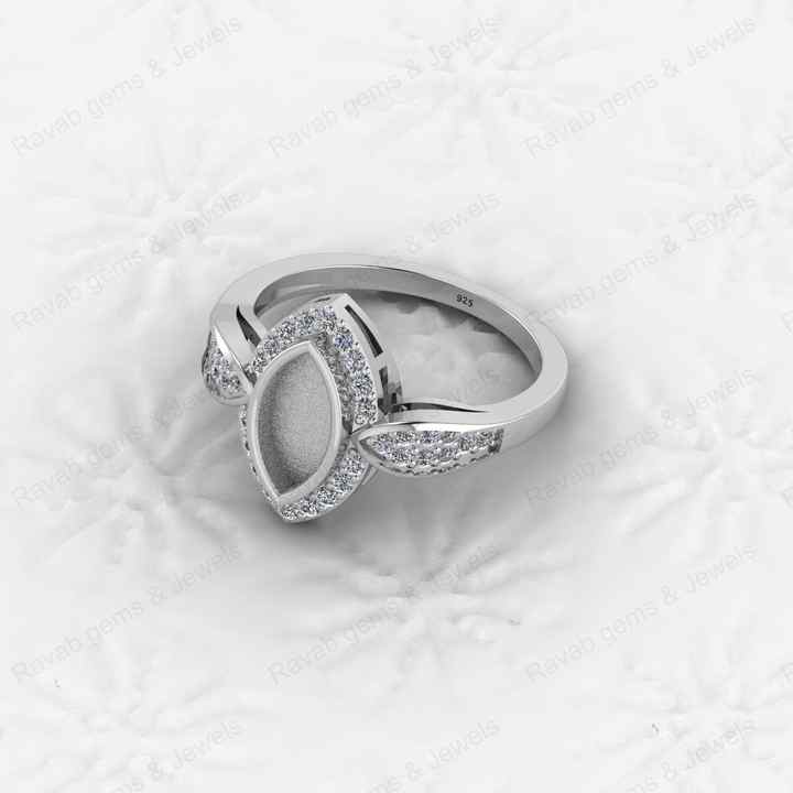 High Quality 925 Sterling Silver 5x10mm Marquise CZ Semi Mount Blank Setting Ring Good Ashes Resin Jewelry Findings Components