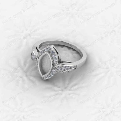 High Quality 925 Sterling Silver 5x10mm Marquise CZ Semi Mount Blank Setting Ring Good Ashes Resin Jewelry Findings Components