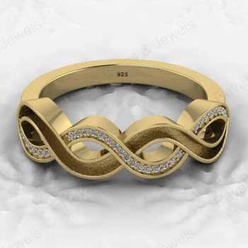 High Quality 925 Sterling Silver CZ Semi Mount Infinity Channel Setting Ring Resin Ashes Work Jewelry Findings Components