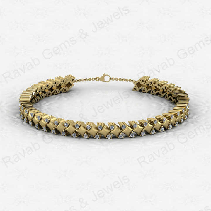 Best Quality Solid 925 Sterling Silver 18K Gold Plated Square Beaded Link Chain CZ Prong Setting Tennis Bracelet for Women
