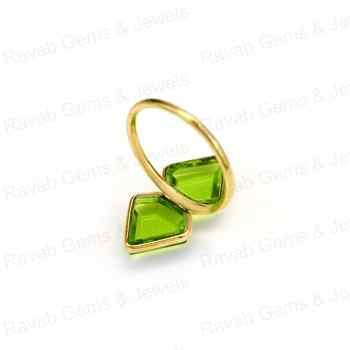 Top Quality Solid 925 Sterling Silver Peridot Hydro 10x14mm Fancy Cut Bezel Setting 18k Gold Plated Ring for Women Fine Jewelry