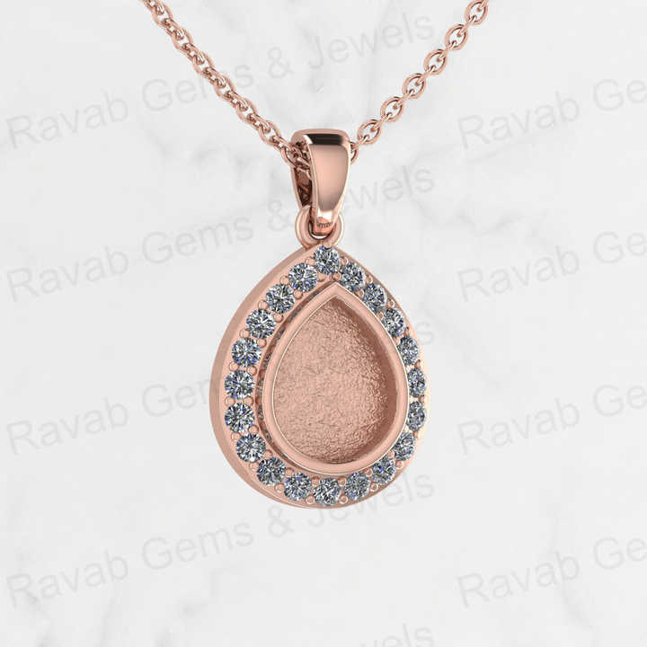 New Arrival 925 Sterling Silver 8x10mm Charm Pendant Semi Mounting Tear Drop Pear Surrounded by CZ for Resin Ashes Work Jewelry