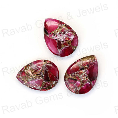 New Arrival Quality 16X22mm Mohave Pink Ruby Copper Pear Shaped Hand Polish Gemstone for Making 14k Gold Handmade Fine Jewelry