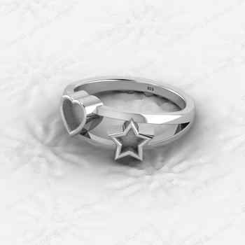 New Arrival 925 Sterling Silver 5mm Heart Star Semi Mount Blank Setting Cocktail Ring High Quality Fine Jewelry Finding Keepsake