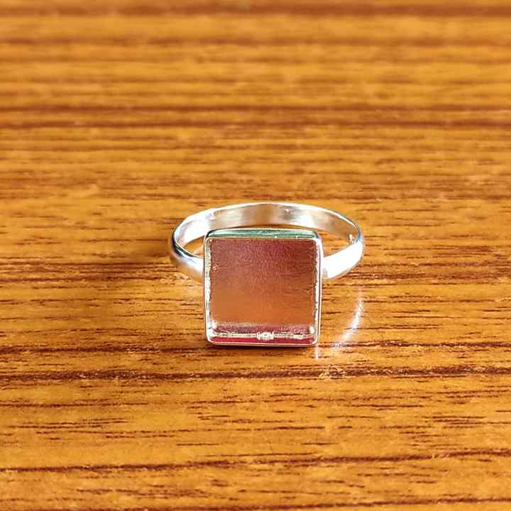 Superb 925 Sterling Silver 10mm Square Shape Semi-Mount Blank Setting Ring Good For Ashes & Resin Fill Keepsake DIY Fine Jewelry