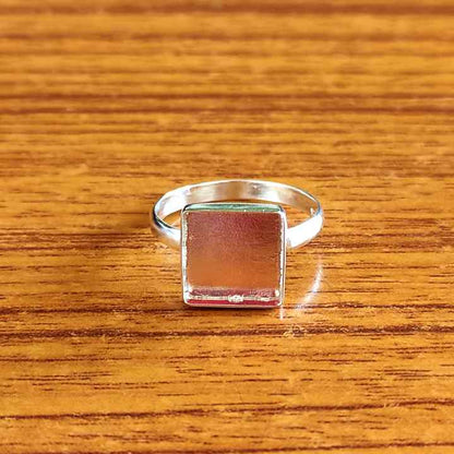 Superb 925 Sterling Silver 10mm Square Shape Semi-Mount Blank Setting Ring Good For Ashes & Resin Fill Keepsake DIY Fine Jewelry