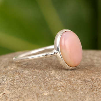 Handmade 925 Sterling Silver Ring for Women 10x14mm Pink Opal Gemstone Bezel Setting High Quality Fine Oval Shape