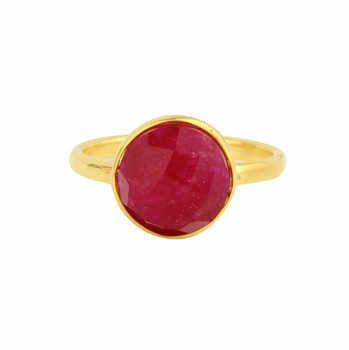 Top Selling Solid 925 Sterling Silver Garnet Round Checker Cut 18k Gold Filled Bezel Setting Ring for Women Handmade Jewelry