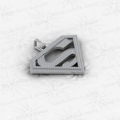 Top Trending Solid 925 Silver Superman S Initial Symbol Hip Hop Pendant Necklace Men Iced CZ Diamond Personalized Fine Jewelry