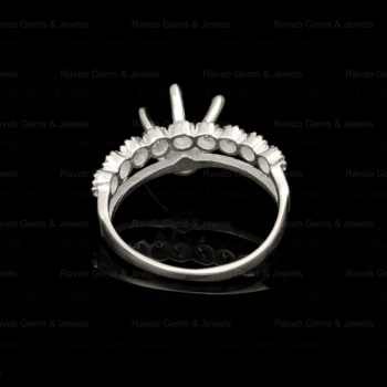 Solid 925 Silver 6mm Round Pre Notched With Zircon Half Eternity Semi Mount Blank Prong Set Ring for Keepsake Breastmilk Jewelry