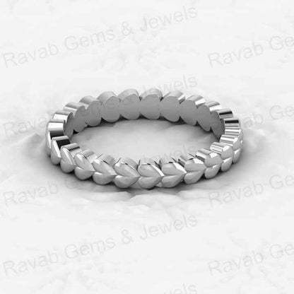 Best Selling Genuine 925 Sterling Silver Gold Vermeil Eternity Curved 3mm Love Heart Band Minimalist Women Ring for Fine Jewelry