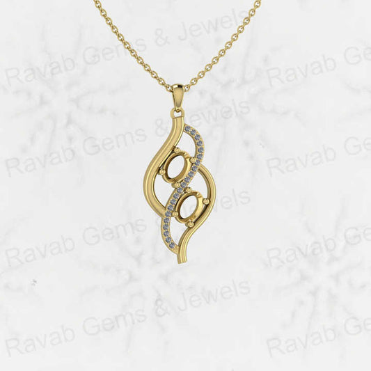 High Quality 925 Sterling Silver 29mm Wave Infinity Charm Semi Mounting Pendant With CZ Fine Gemstone Jewelry With Chain Finding