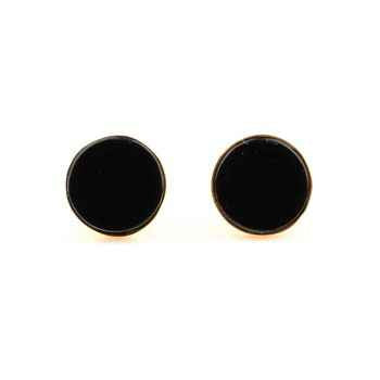 Minimalist 9mm Natural Black Onyx Gemstone Stud Earrings New Design Daily Wear Jewelry for Women Teens Made of Sterling Silver