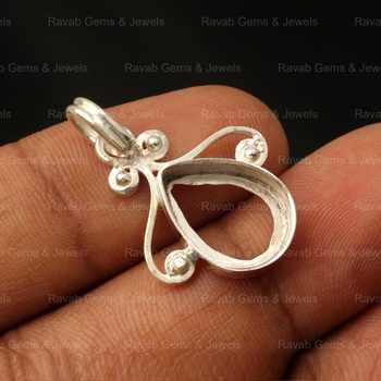 High Quality 925 Silver 8x10mm Pear Drop Semi Mounting Blank Charm Pendant Bezel Setting for DIY Jewelry Findings & Components