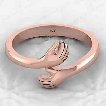 Top Selling 925 Silver Vermeil Eternity Hugging Love Hand Couple Personalized Dainty Adjustable Ring Minimalist Fine Jewelry